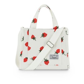 UERRUAM Corduroy Tote Bag for Women Work Crossbody Purse for Everyday,College,Travel,Lightweight Handbag Adjustable Strap,Small,Strawberry