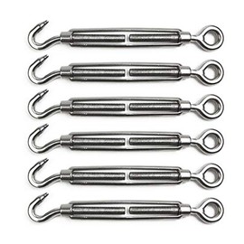 POFET 6 Piece Turnbuckle Wire Tensioner M6 Stainless Steel Turnbuckle Tensioner Adjustable Turnbuckle Hook and Eye Set for Heavy Duty