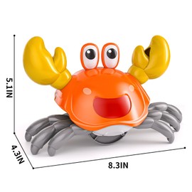 TEMI Crawling Crab Baby Toys - Infant Tummy Time Toys for Boys Learning, Sensory Toys for Toddlers 3 Music & Obstacle Avoidance, Birthday Gifts