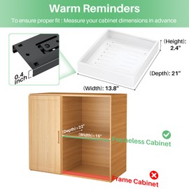 Pull out Cabinet Organizer, 21"Deep, Heavy Duty Full-Extension Slide out Drawers for Kitchen Cabinets with Nano Adhesive, Roll Out Shelf Sliding Cabinet for Pots, Bathroom, Pantry, Under Sink, White