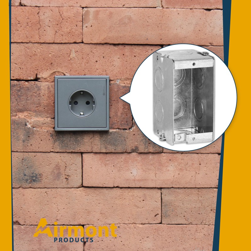 1-Gang Masonry Electrical Box, Metal Electrical Box, 2-1/2" Depth, 8