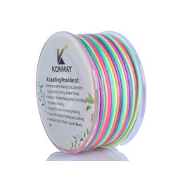 KONMAY 1.5mm Rainbow Nylon String with Case for Bracelets,53 Yards Braided Nylon Satin Cord for Jewelry Making, Beading,Chinese Knotting, Kumihimo, Macramé