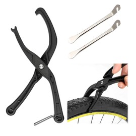 Disassembly clamp, bicycle rim protection tool, bicycle tyre removal clamp, tyre pliers MTB, comes with 2 bicycle tyre levers, for mounting and replacing different bicycle tyres