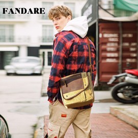 FANDARE Retro Men's Shoulder Bags Canvas Man Bags for Men Crossbody Bag Messenger Bags for Men Women Cover Pack Work Professional Business Office College Travel Satchel Bag Yellow