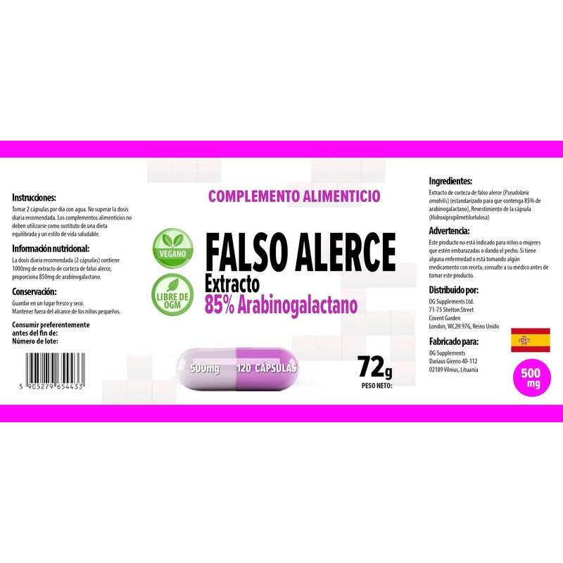 Hepatica Arabinogalactan (Larch Tree Extract) 500 mg 120 Vegan Capsules,