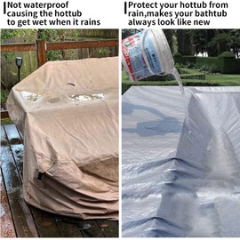 UCEDER Waterproof Hot Tub Cover 170G Polyethylene Spa Cover and UV Protection Hot Tub Sun Shield (91"x91"x35")