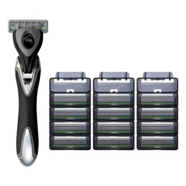 FEATER F-System Samurai Edge Men's 3-Blade Razor, T-Shaped, Shaving Set, Set of 14, Includes Main Unit + 13 Replacement Blades Included, Made in Japan