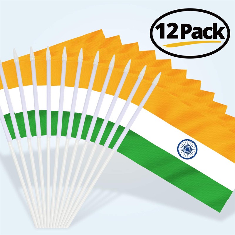 Anley India Mini Flag 12 Pack - Hand Held Small