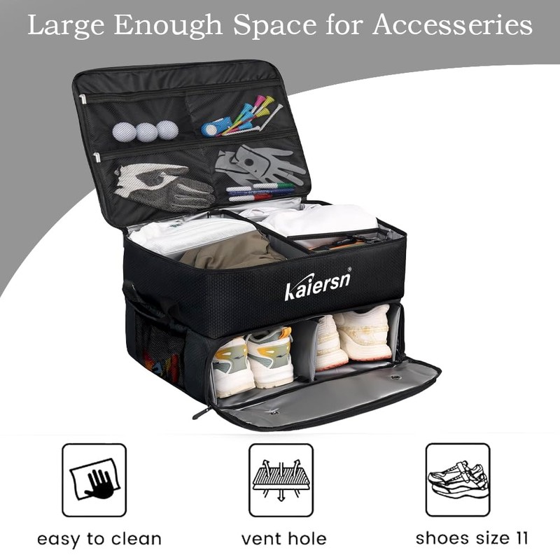 2 Layer Golf Trunk Organizer, Waterproof Car Golf Locker with