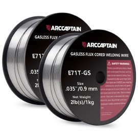 ARCCAPTAIN ARCCAPTAIN Flux Core Welding Wire .035", E71T-GS Mig Welding Wire 2-Pound X 2 Spools Gasless Mild Carbon Steel Compatible With Lincoln Miller Forney Harbor Welder, Pack of 2