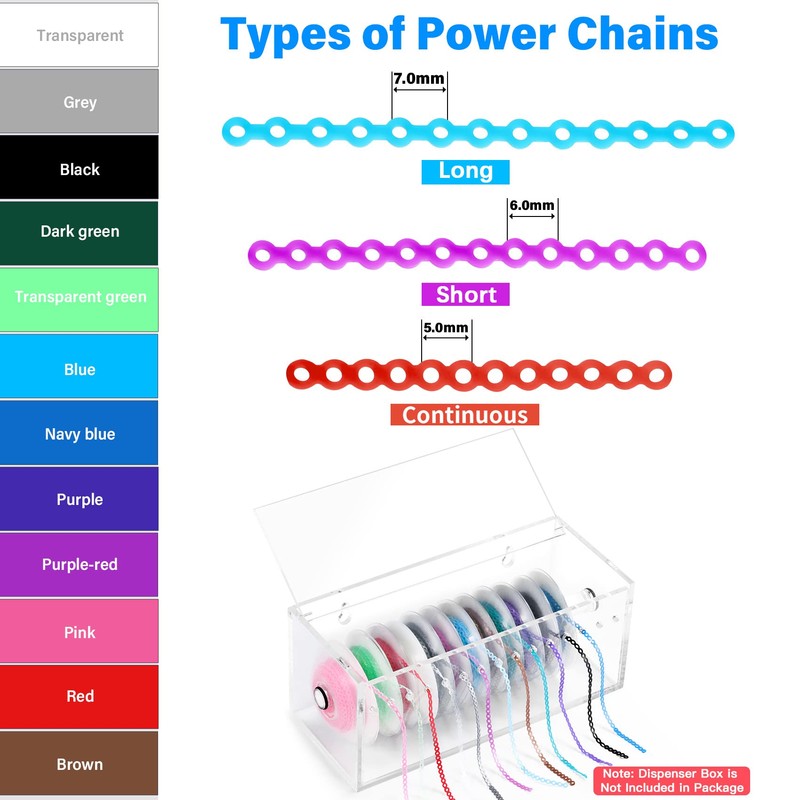 Annhua Dental Orthodontic Elastic Chain, Orthodontic Spool Elastic Dental Spool
