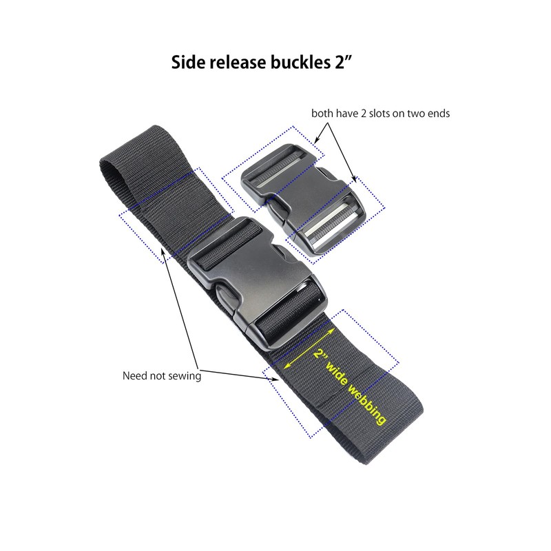 BOSWOAK Side Release Buckles,Heavy Duty Dual Adjustable Plastic Buckle Snaps