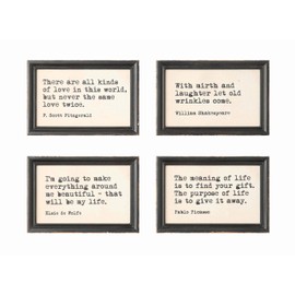 Creative Co-Op Wood Framed Wall Décor with Quotes (Set of 4 Quotes)