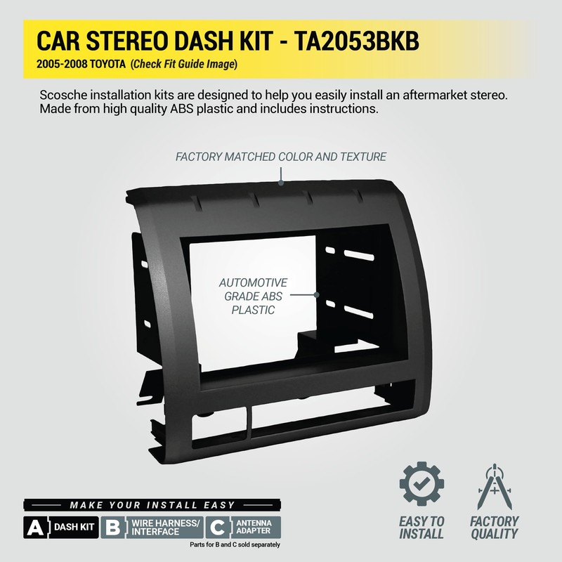 Scosche TA2053BKB Double DIN Radio Install Dash Kit Compatible with