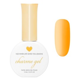 Daily Charme N25 When Life Gives You Lemons Pastel Neon Soak Off UV Led 15mL Charme Gel Nail Polish, Home DIY/Nail Salon Manicure (Lemon Yellow)