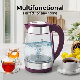 Zulay Kitchen Fast-Boiling Electric Kettle - 1.7L Hot Water Kettle 1500W With Auto Shut-Off - Water Boiler For Coffee & Tea - Boil-Dry Protection, Cool-Touch Handle, 360° Base - Purple