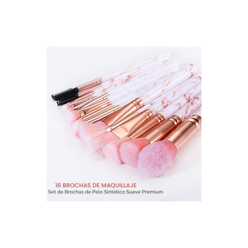 DUAIU Juego de Brochas de Maquillaje 16Pcs Pinceles de Maquillaje
