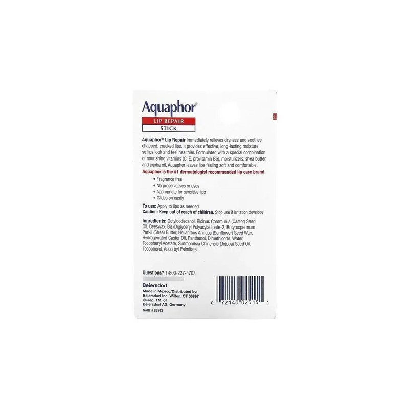 Aquaphor Lip Repair Stick - Bálsamo Labial Alivio Inmediato 4,8g