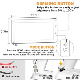 2 Pack RV Lights Interior,3 Color RV LED Super Bright Fixture,12V RV Ceiling Dome Light with ON/Off Dimmable Switch Energy Saving for RV/Camper/Car/Trailer/Boat