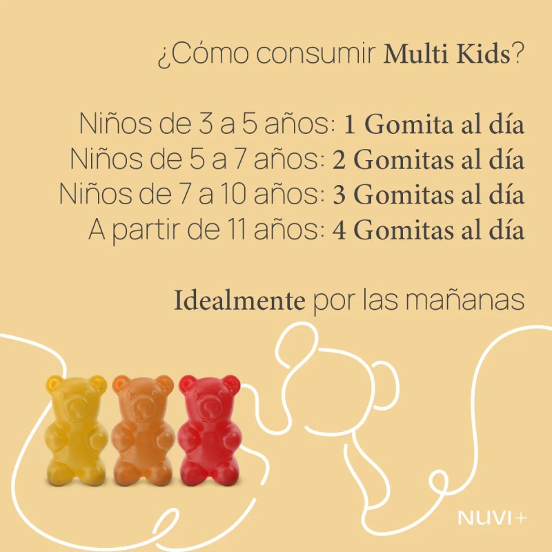 Gomitas De Vitaminas + Minerales Para Niños Sin Azucar Nuvi+