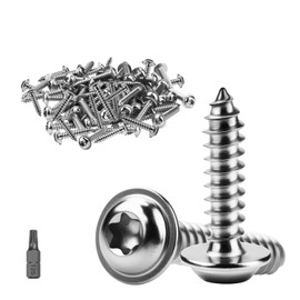 ddckj Pack of 60 Self Tapping Screws M5 x 16 mm Flat Head Self-Tapping Screws with Disc Washers Stainless Steel Screws Wood Full Thread Wood Screws Torx A2 V2A with T25 Drill