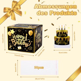 Elalove Black Gold Money Gift Box for Birthday Happy Birthday Surprise Box with Photo Accessories - Creative Gift Idea for Confirmation and Birthday DIY Money Box for Money Gifts