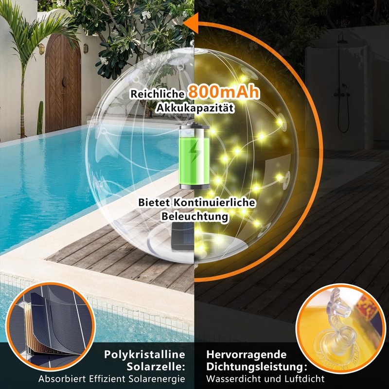 Charmofun Solar Pool Lighting Floating Pack of 2 Inflatable Solar