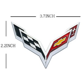 Pair Set Corvette C7 Emblem 3D Metal Badge Cross Flag Symbol Logo Replacement for 14-19 Corvette