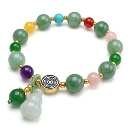 OKKRMGZ Feng Shui Bracelet for Women Chinese Wu Lou Bracelets Jewelry Good Luck Hu Lou Protection Natural Stone Energy Accessories Charm Amulet