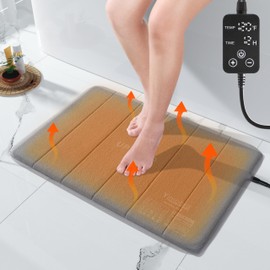 Yimobra Heating Pad for Bathroom Rugs, with Memory Function, Adjustable Temperature (32-146℉) and Time (1-24h),Keep Dry Bathroom Bath Mat in Winter Every Day, Waterproof, 18"x14"
