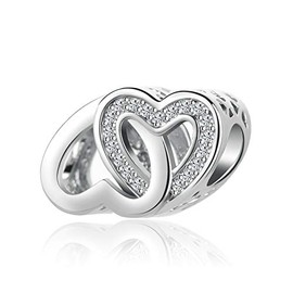 DWJSu Mother's Day Charm Entwined Hearts Cubic Zirconia Charm for Charms Bracelets Necklace for Women