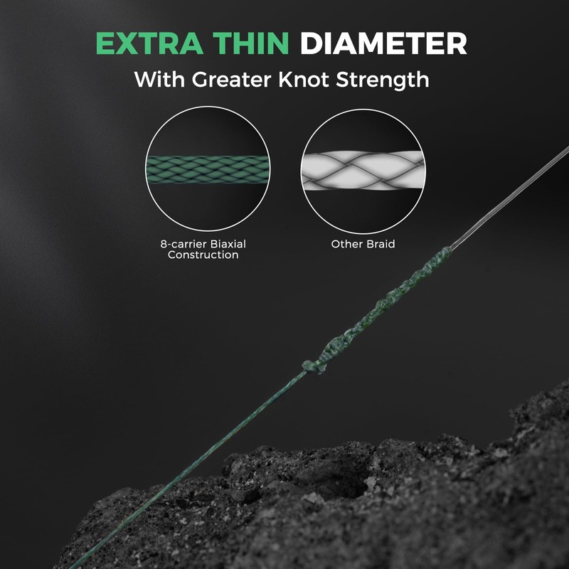 KastKing Destron Braided Fishing Line, Moss Green, 8 Stands, 50LB,