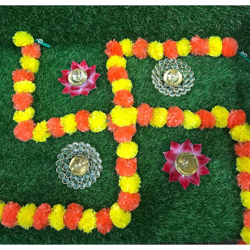 Artificial Flower Marigold Flower Garland 5 String Party Genda phool