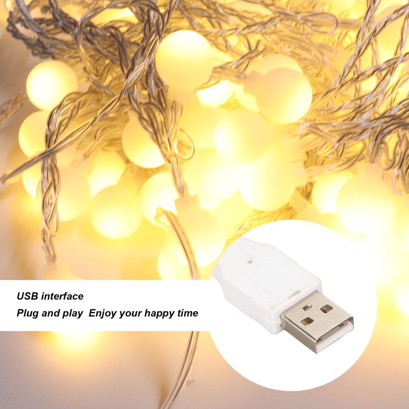 Ball String Lights Waterproof USB Port Power Supply LED Decorative