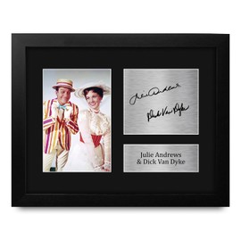 HWC Trading Julie Andrews & Dick Van Dyke Mary Poppins Framed Gifts Printed Signed Autograph Picture for Movie Memorabilia Fans - US Letter Size