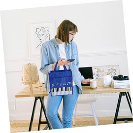 TOYANDONA Music Note Shopping Bag, Music Book Storage Bag for Students, Carry Bag for Women, Music Symbol Storage Bag, Music Book Bag for Storage, Nylon Student Supplies, Girls, blue