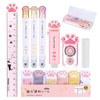 Partideal 9pcs Cute Cat Paw Stationery Set, Kawaii Cartoon Pencil