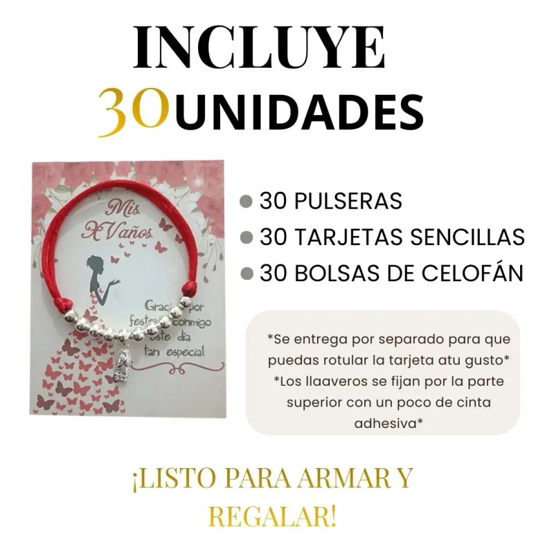 30 Pulseras Virgen Decenario Recuerdo Para Xv Años