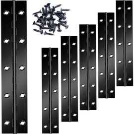 Teqinok 6PCS Black 6/10 Inch Heavy Duty Stainless Steel Piano Hinge, 2" Open Width Continuous Piano Hinges with Pre-Drilled Holes and Screws for Wood Furniture Tool,Piano Cabinets (10 INCH)
