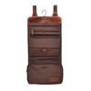 Mens Leather Toiletry Bag Hanging Cosmetic Shaving Kit Travel Bag,