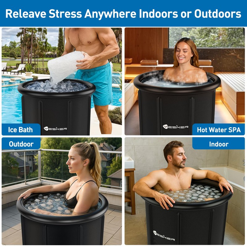 Yesker 126 Gal Ice Bath Tub with Air Ring, Portable