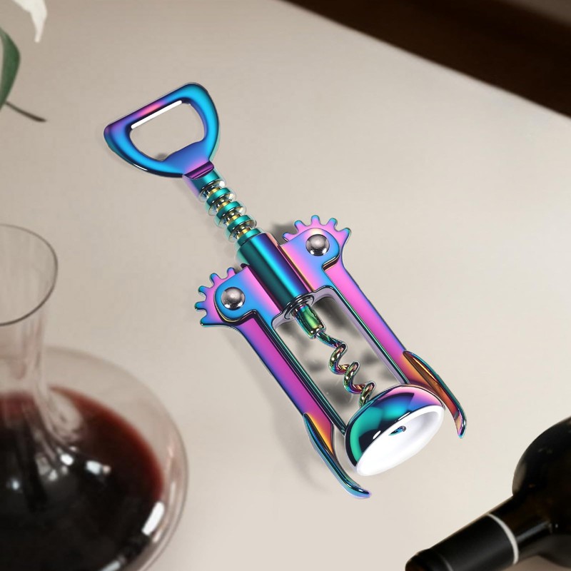 Winged Corkscrew, Iridescent Bottle Opener, Cork Remover, Rainbow Wine Gift