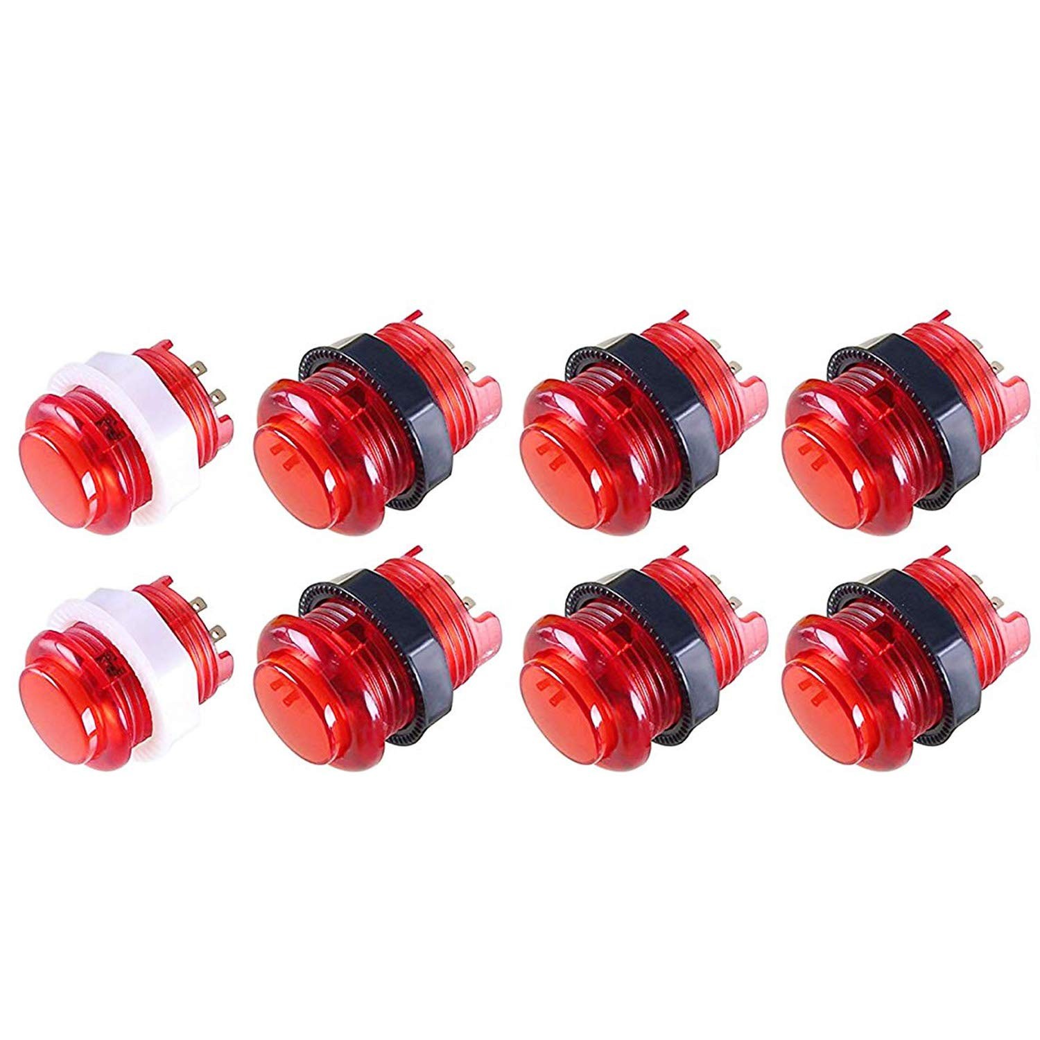 Arcity 8 Pcs Arcade LED Push Buttons Illuminated Light 6 × 30mm Buttons ...
