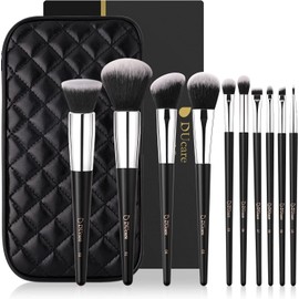 DUcare Makeup Brush Set 10Pcs Professional Makeup Brushes with Case Women Gift Premium Synthetic Kabuki Foundation Blending Brush Face Powder Blush Concealers Eye Shadows with Bag
