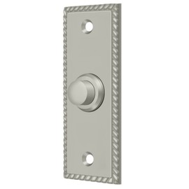 Solid Brass Rectangular Rope Bell Button (Satin Nickel)