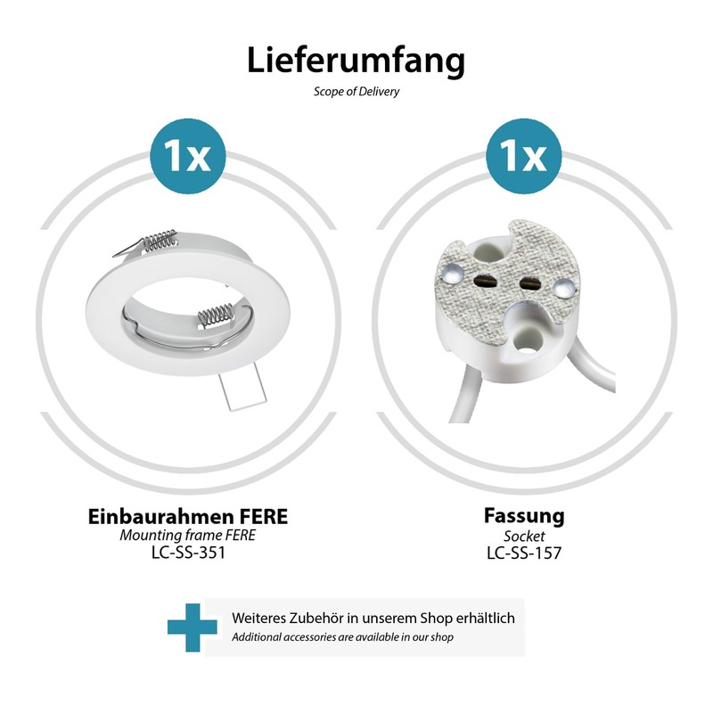 ledscom.de FERE Ceiling Mounting Frame Matt White (LED/Halogen/MR16/50 mm) with
