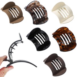 MOTIBACK 6 Pcs Flat Claw Clips for Thick Hair, Strong Grip Hair Clips for Women, Curved Design Hair Claw Clips for Thin to Thick Hair, Stylish Hair Accessories for Women and Girls