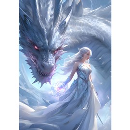 MXJSUA Dragon Girl Diamond Painting Kits for Adults, 5D Diamond Art Kits for Beginners, DIY Full Drill Picture with Diamond for Home Wall Decor 30x40cm