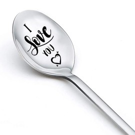 I Love You Spoon Gifts for Couple Birthday Anniversary Christmas Gifts for Boyfriend Girlfriend Best Friend Engraved Spoon Coffee Lover Gifts