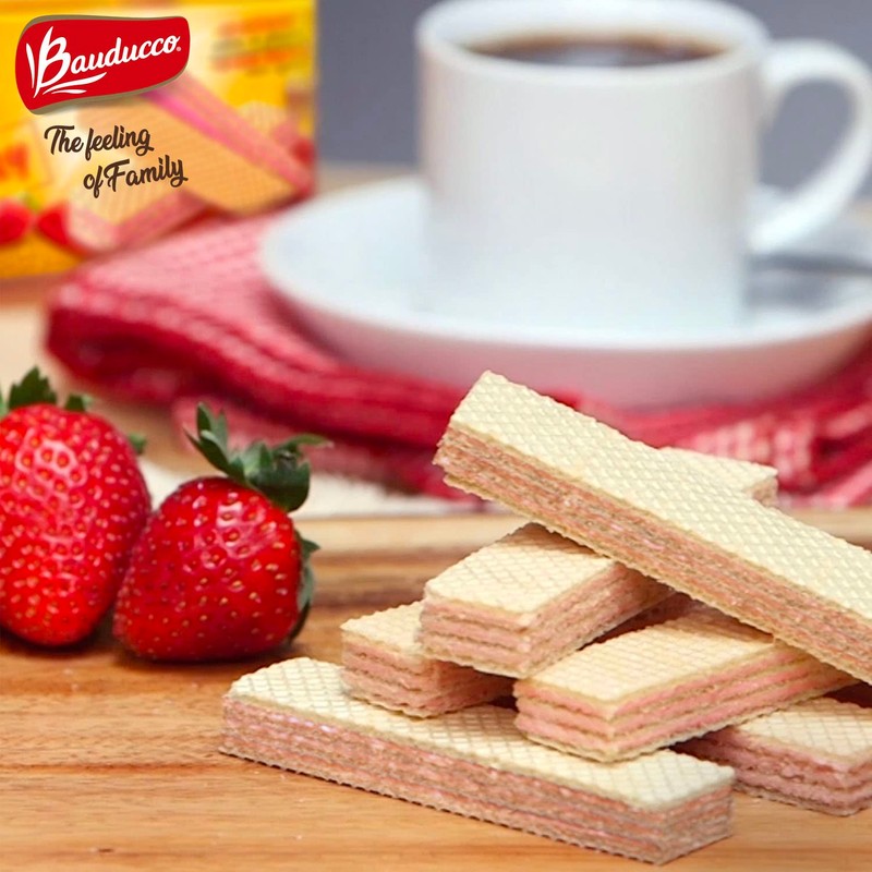 Bauducco Strawberry Wafers - Crispy Wafer Cookies With 3 Delicious,